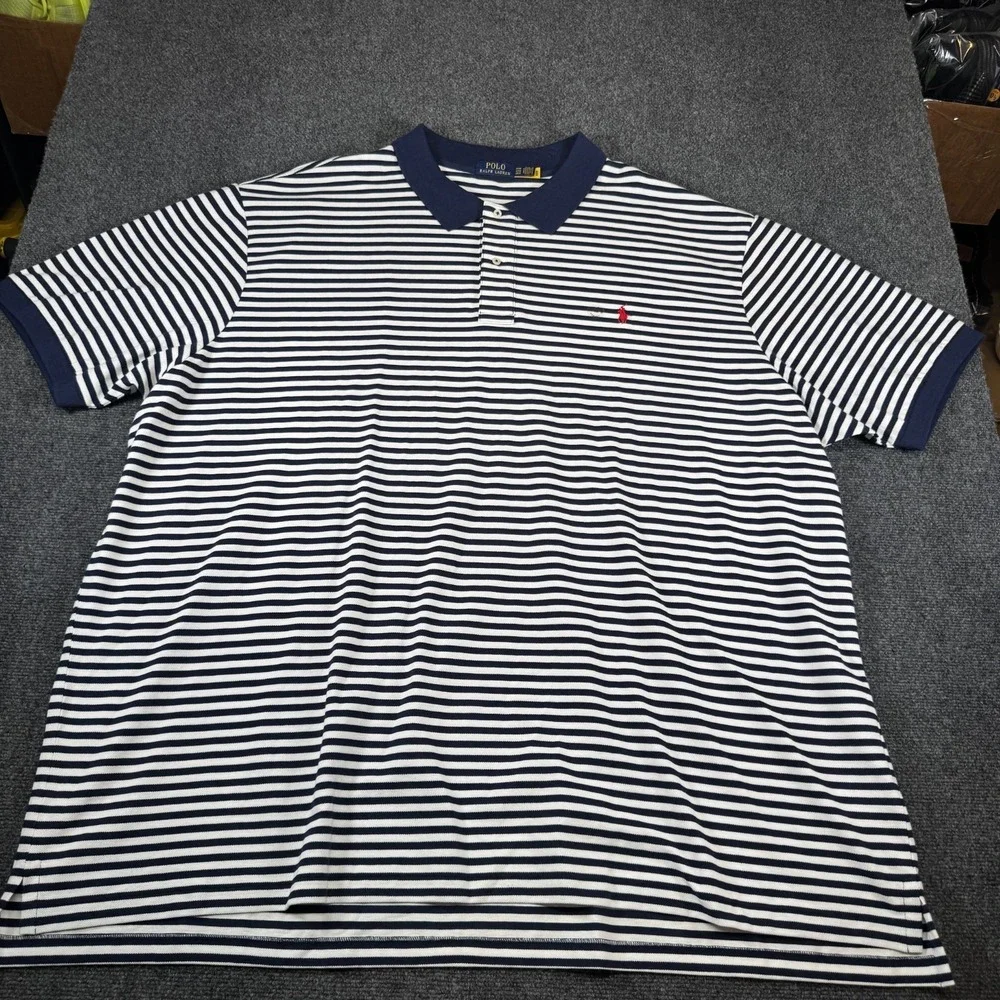 Polo Ralph Lauren Polo Shirt Mens 6XB 6XL Mesh White Navy Striped Red Pony NEW